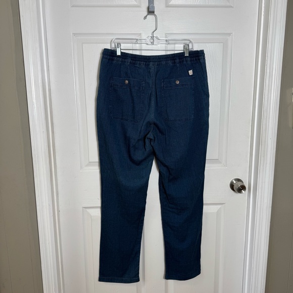 Marine Layer Saturday Indigo Texture Pull On Jeans Pants XL Blue Drawstring - Picture 4 of 11